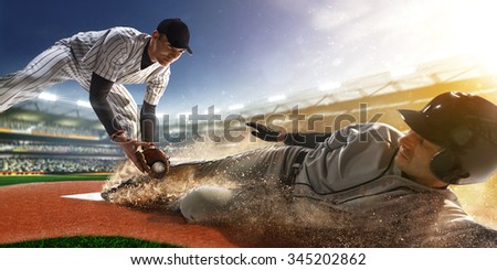 two baseball player the in action on grand arena