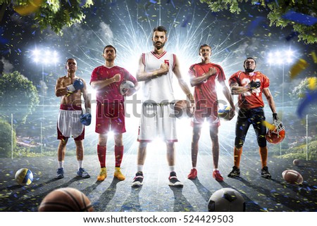 Multi sports collage boxing basketball soccer football volleyball