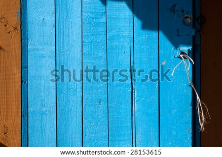 Old wooden door, painted blue