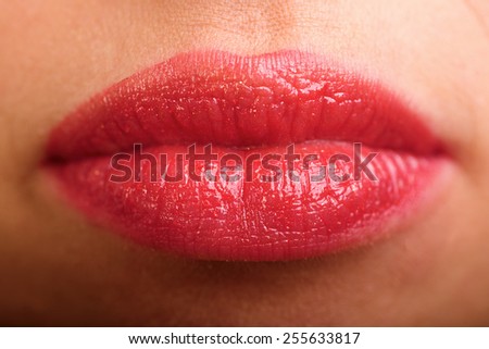 Closeup shot of woman lips, studio shot