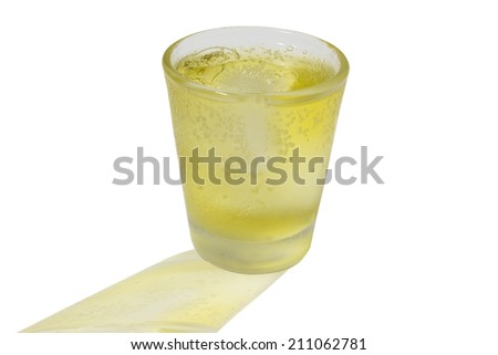 Frosty glass of light beer isolated on a white background. File contains a path to cut.