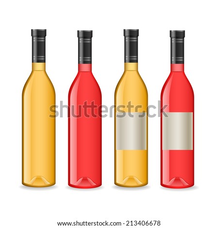 Wine bottles with blank labels