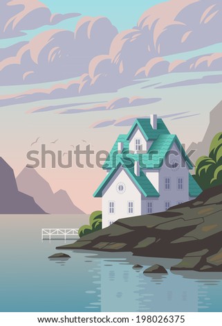 Lake house with beautiful landscape