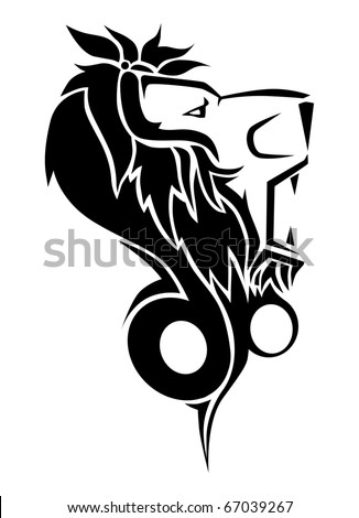 stock vector black lion tattoo