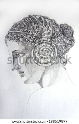 Muse of Music. Hand drawing, graphite pencil
