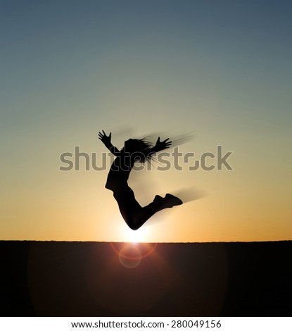 Jumping person in air, expressing himself.
