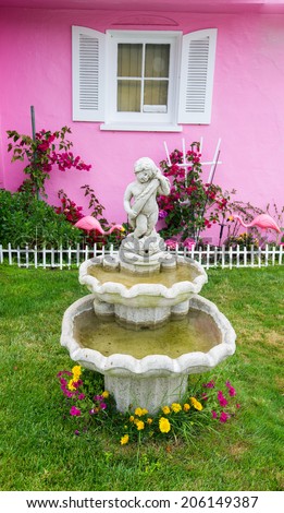 beautiful fountain in front yard