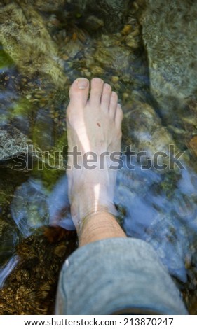 Foot in clear water