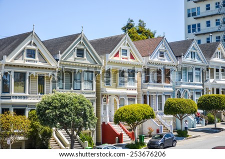 Unique landmark Victorian houses in San Francisco