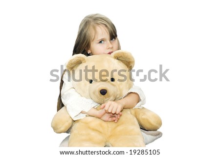 hugging big teddy bear