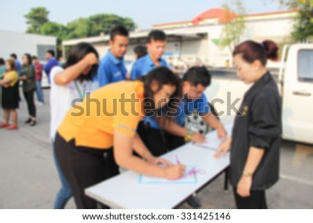 abstract blur people outdoor education concept / Blur people outdoor meeting / Thai people