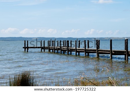 Pier over St Lucia Lake, South Africa / Wooden Pier over St Lucia Lake, South Africa