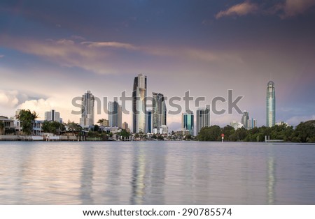 Sunset Skyline, Surfers Paradise, Gold Coast, Queensland, Australia