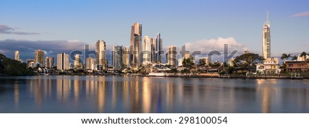 Golden Hour of the Heart of Surfers Paradise During a Stunning Sunset, Gold Coast, Queensland, Australia