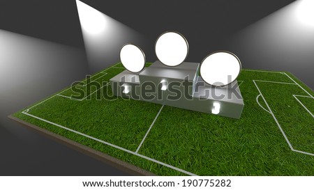 Football field with sport podium