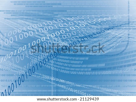 Binary code in front of a blue background