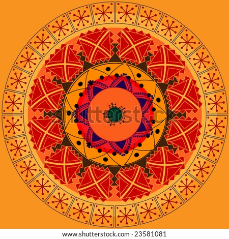 stock vector : Henna art inspired- colourful tile background