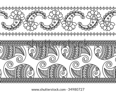 Henna Design Border Stock Vector Illustration 34980727 : Shutterstock