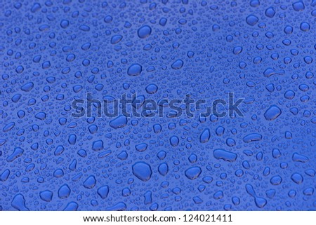 Dark blue metallic paint with water drops short focal range for backgrounds