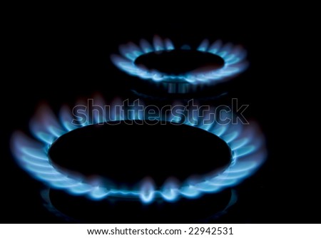 Two gas rings burning