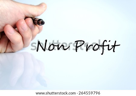 Human hand writing Non Profit  isolated over white background - business concept