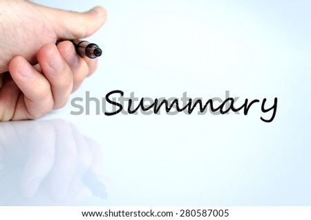 Pen in the hand isolated over white background Summary concept