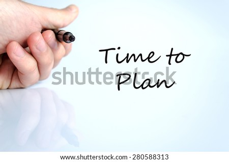 Pen in the hand isolated over white background Time to plan concept