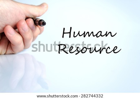 Pen in the hand isolated over white background Human resource concept