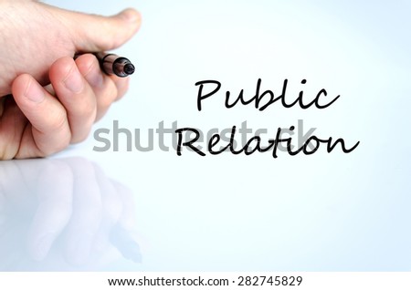 Pen in the hand isolated over white background public relation