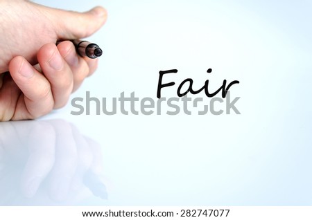 Pen in the hand isolated over white background Fair