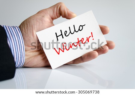 Hello winter text concept isolated over white background