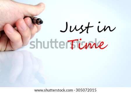 Just in time text concept isolated over white background