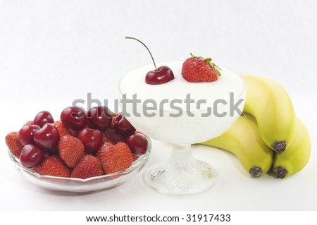 low fat, dieting breakfast with yoghurt and fruit
