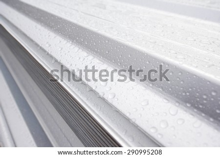 Water drop on metal sheet roof