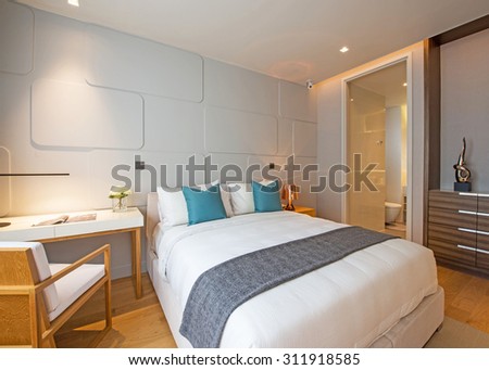 BANGKOK, THAILAND - August 13 : Luxury Interior bedroom at the perfect home for a new family. on August 13, 2015 in Bangkok, Thailand