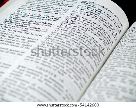 The Bible opened to the Book of Proverbs Fear of the Lord