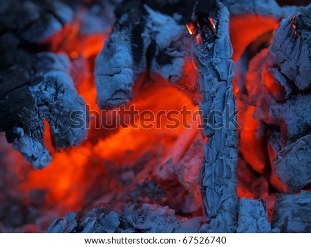 Background of Glowing Embers in a Campfire