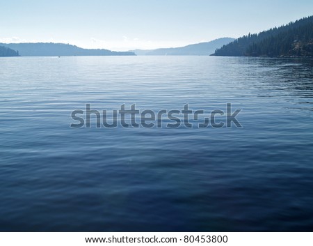 A Mountain Lake Under a Deep Blue Sky Coeur d\'Alene Idaho USA