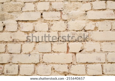 An old colonial township with some defaced brick walls among them / Old brick wall / Grunge and fallen plaster exposing bricks within