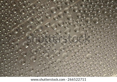 Water droplets trapped under shrink-wrap sheet / Abstract background / Food grade shrink-wrap used for storing food in refrigerator