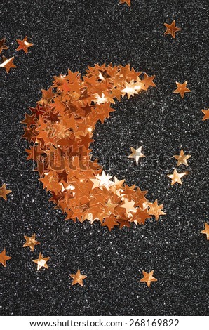 Creativity with golden star shapes / Festive background / Ideal for festive and holiday theme