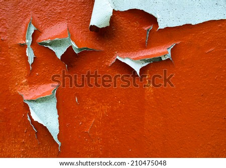 Old cracked orange paint background texture wall