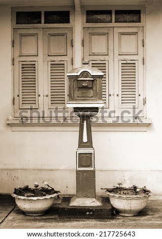 Antique Thai red mail box