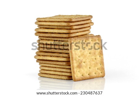salty crackers isolated on white background