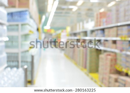 Blur background photograph of colorful supermarket in the department store building