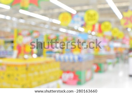 Center passage in super market discount at the blur background