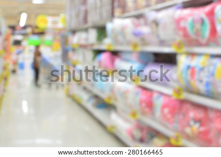 Blur background photograph of colorful supermarket in the department store building