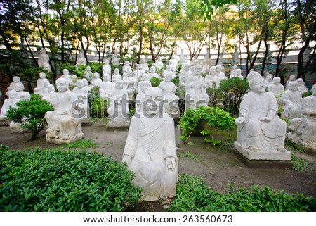 Taiwan - February 23 2015: Buddhist statue in Kaohsiung Fo Guang Shan