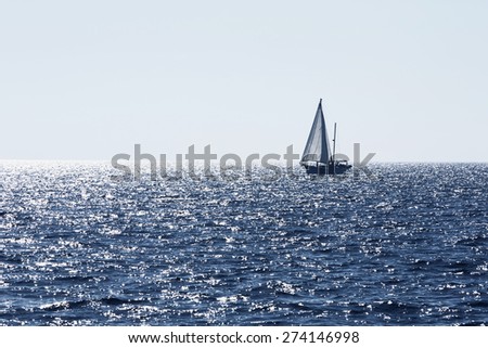 Small sailboats on the horizont on Croatia.