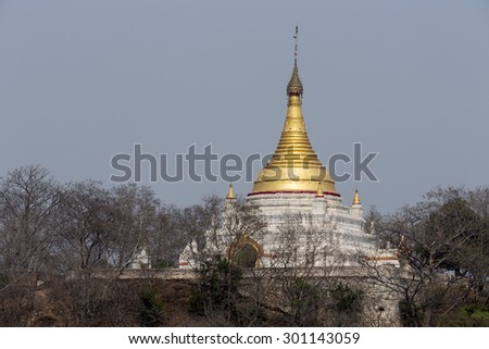 Golden pagodas is on Sagaing Hill, Myamar. View frm the top of this hill.